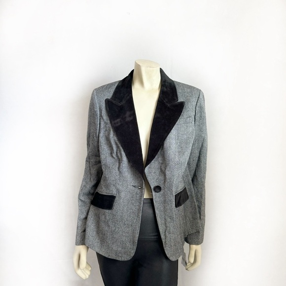 Bloomingdale's Herringbone Blazer Jacket Size 12 - Picture 3 of 8